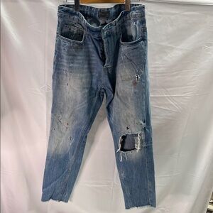 Zara Men's Relaxed Distressed Blue Jeans